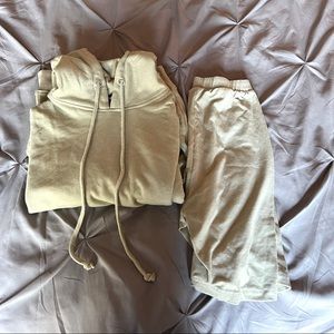 Sage green Biker Shorts and Hoodie set